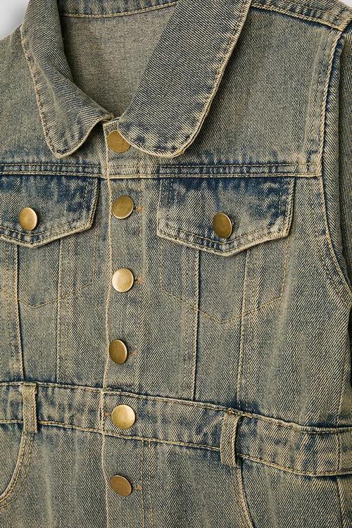 Vintage wash denim dress - blue