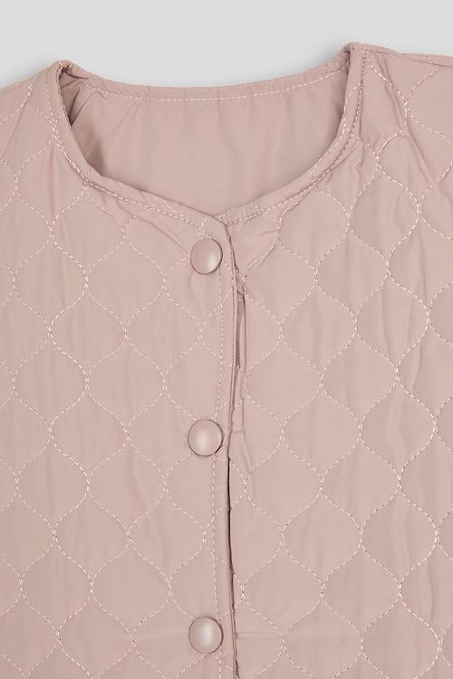 Quilted collarless jacket - dusty pink