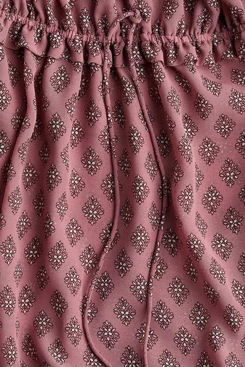 Flounced chiffon dress - old rose patterned