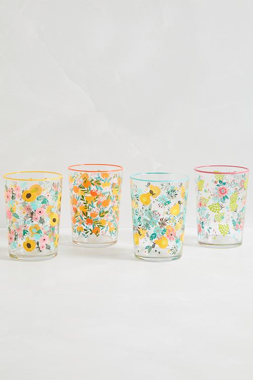 Spring Garden Drinking Glass Set Of 4 - Multi