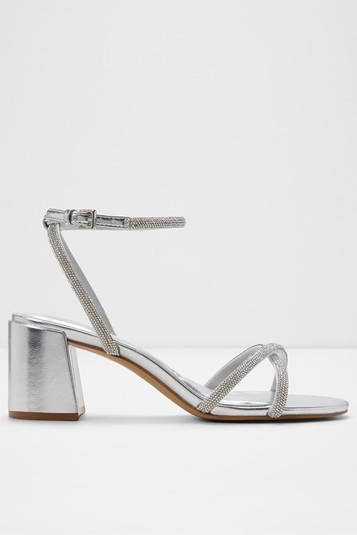 Boucliette ankle strap heel - silver