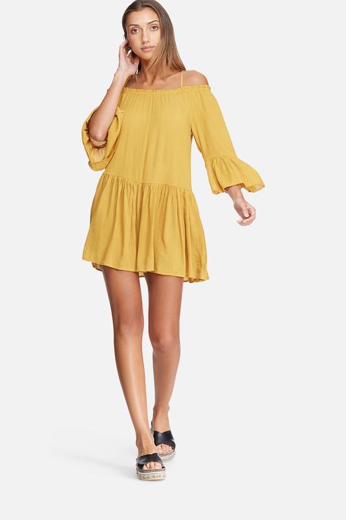 Tiered cold shoulder dress