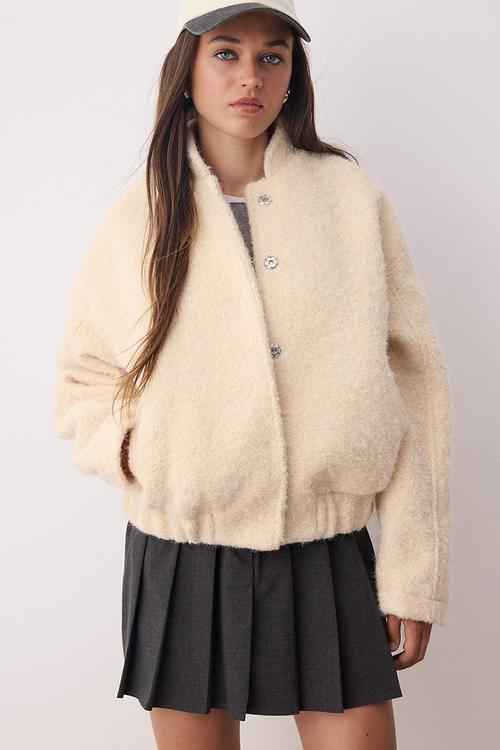 Regular Booklet Thin Jacket Coat - Ecru