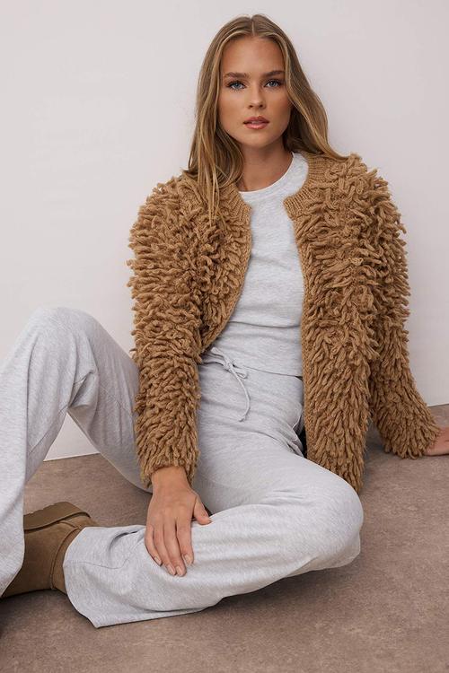 Tassel Viral Coat Look Knitwear Cardigan - Mink