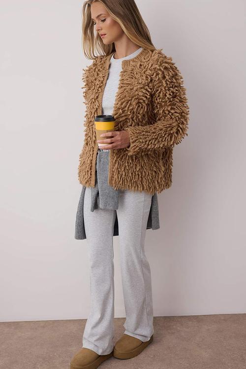 Tassel Viral Coat Look Knitwear Cardigan - Mink