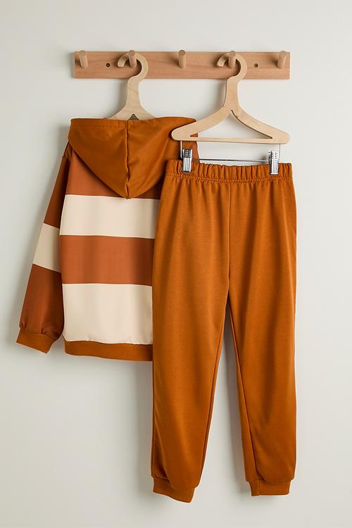 Hoodie & joggers - burnt orange/cream