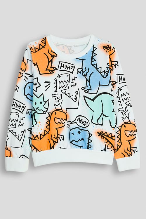 Graffiti dino graphic sweat top - white
