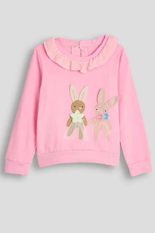 Bunny patchwork graphic sweat top keyhole closure - pink