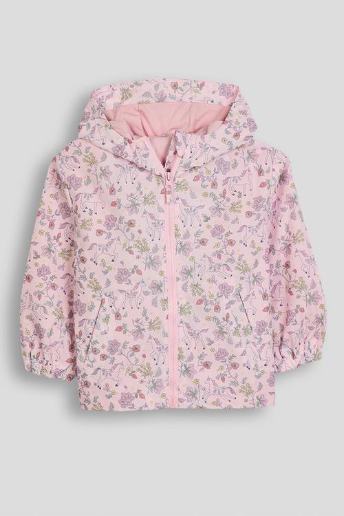 Hooded jacket - pink/floral unicorn aop