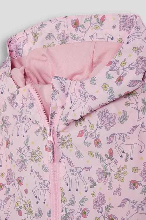 Hooded jacket - pink/floral unicorn aop