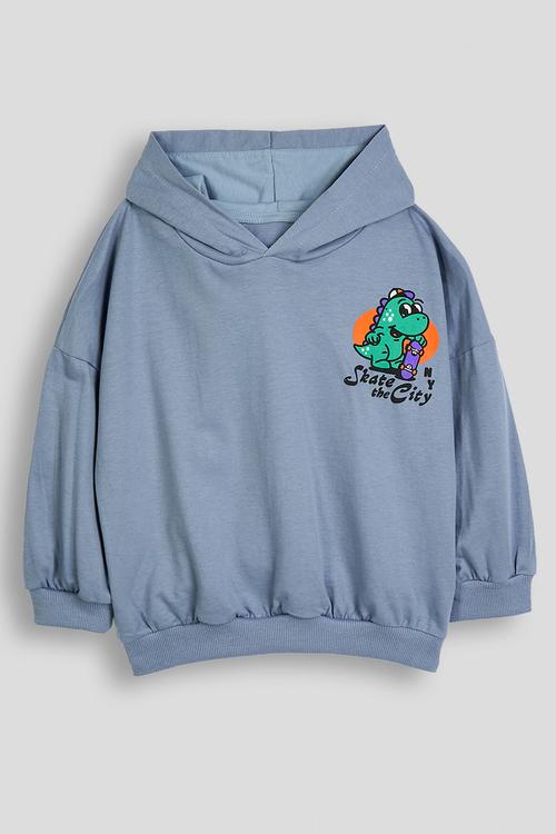 Placement print hoodie - blue/dino