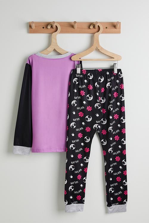 Long sleeve pj set - black/lavender/multi
