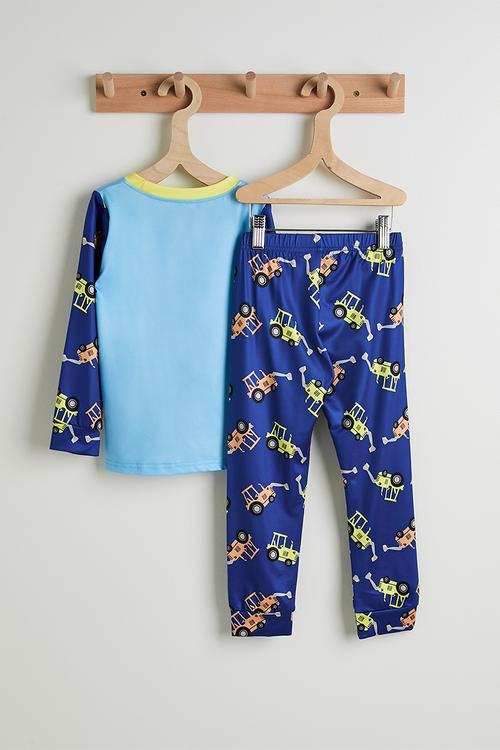 Excavator graphic and aop pj set - blue/light navy/multi