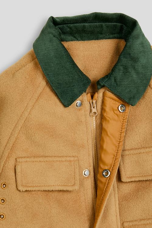 Melton barn jacket - tan/dark green