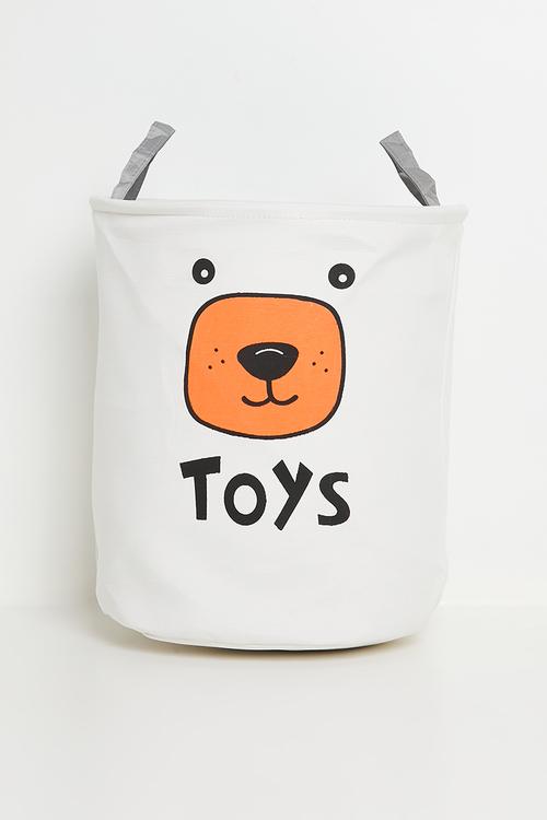 Foldable toy bin - off white/grey