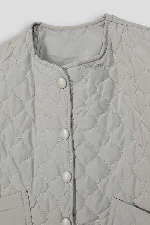 Quilted collarless jacket - ash grey