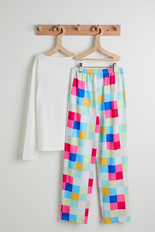 Long sleeved pj set - white/heart