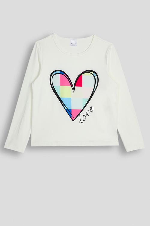 Long sleeved pj set - white/heart
