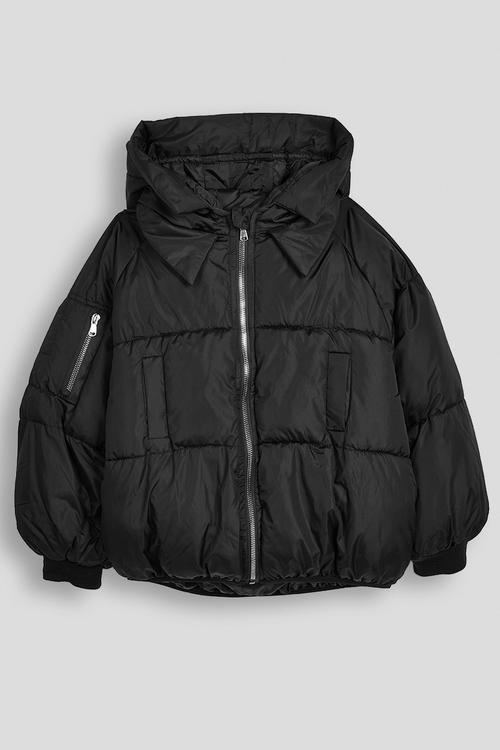 Hooded puffer jacket - black