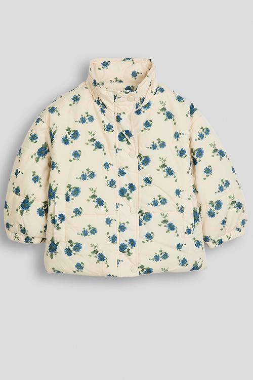 Puffer jacket - cream floral aop