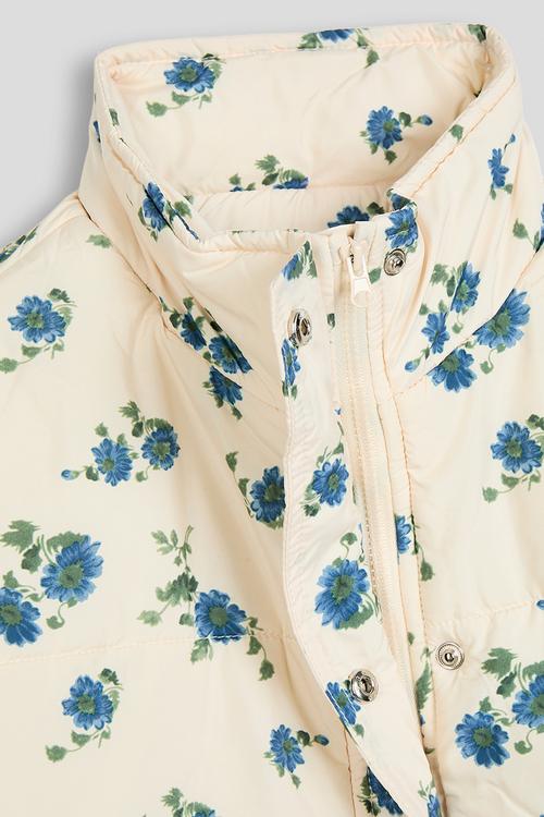 Puffer jacket - cream floral aop