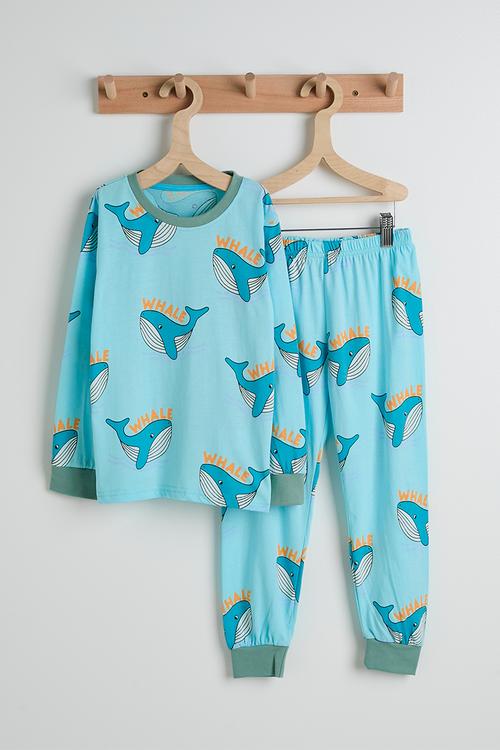 Pj set - blue/whale aop