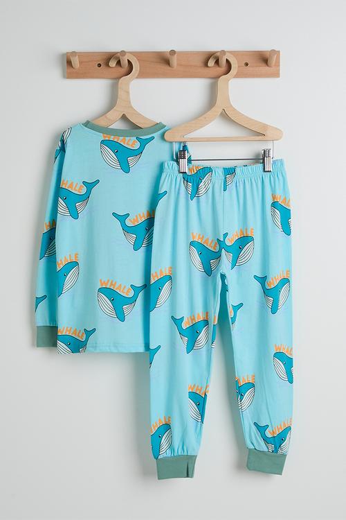 Pj set - blue/whale aop