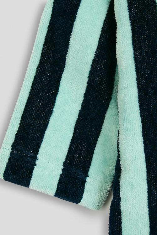 Baby Zip Through Hooded Towel -Squid Ink/Aquamarine Bold Stripe