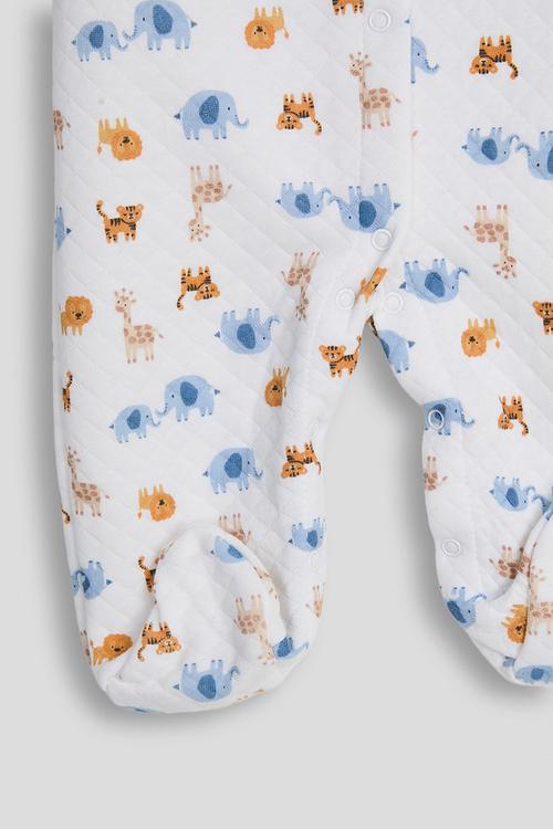 Diamond quilted babygrow - white/safari aop