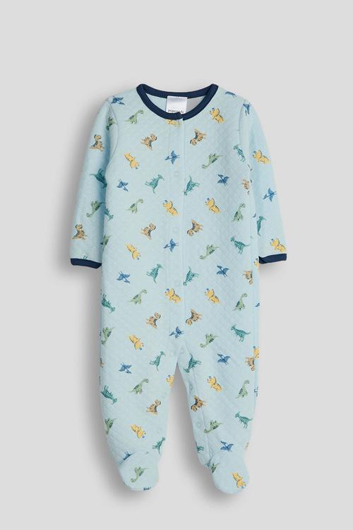 Diamond quilted babygrow - blue/dino aop