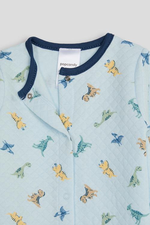Diamond quilted babygrow - blue/dino aop
