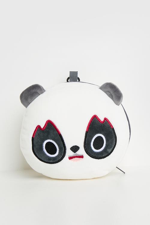 Soft travel pillow with eye mask - white/grey/panda