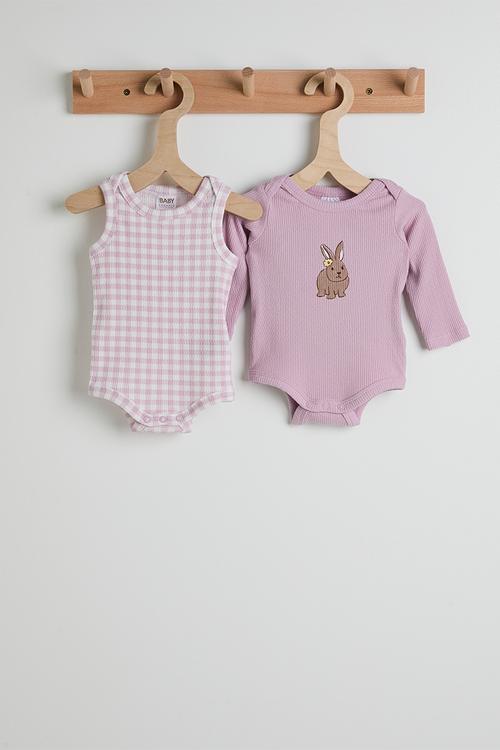 Bundle Organic Pointelle Ls&Sleeveless Bubbysuit - Thistle/Bunny & Thistle Gingham