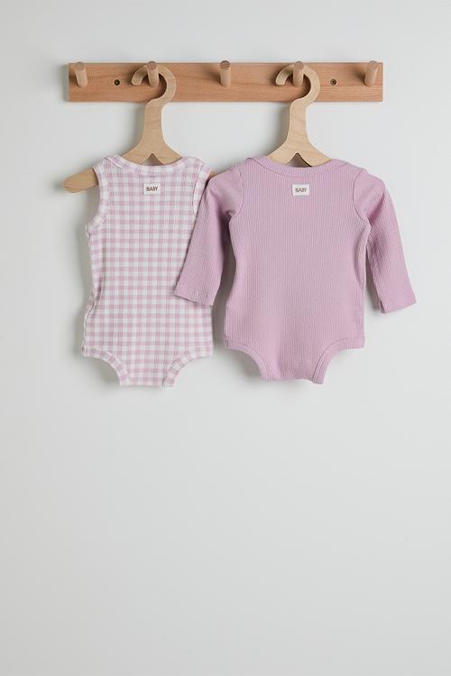 Bundle Organic Pointelle Ls&Sleeveless Bubbysuit - Thistle/Bunny & Thistle Gingham