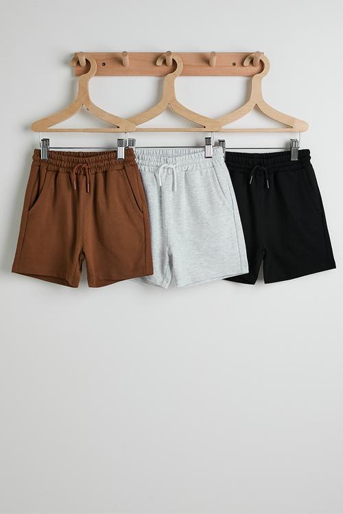 3 PACK HENRY SLOUCH SHORT - BLACK & GREY MARLE & CHESTNUT