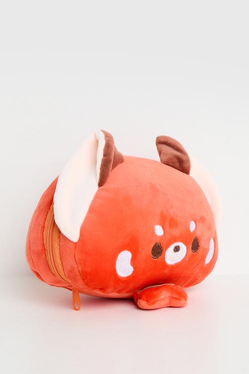 Soft travel pillow with eye mask - sienna red/multi/red panda