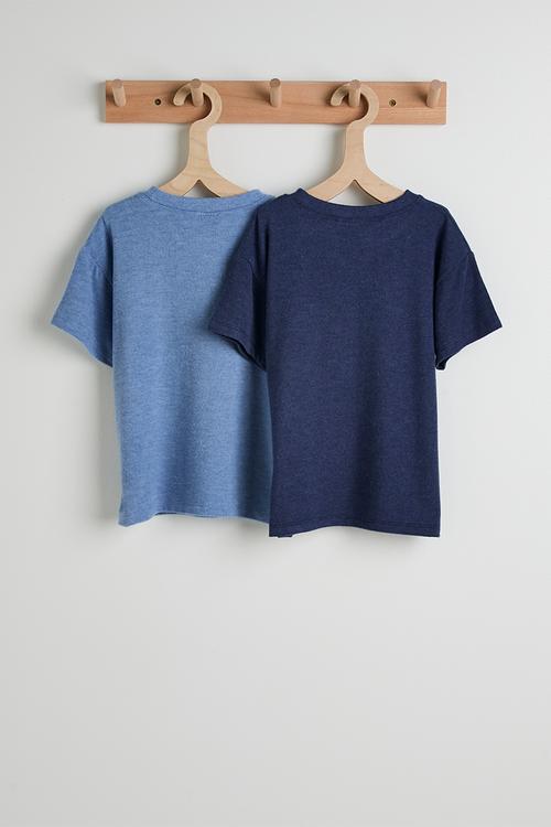 Cuddlecosy Short Sleeve Pyjama Top Multipack - Blue Bonnet Marle/In The Navy Marle