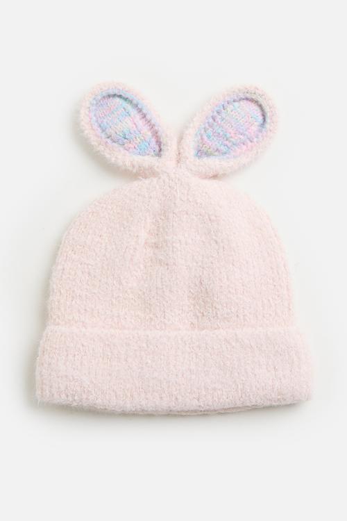 Super soft bunny ear beanie - pastel pink