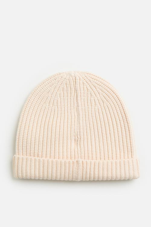 Fitted beanie with crocheted flowers - cream