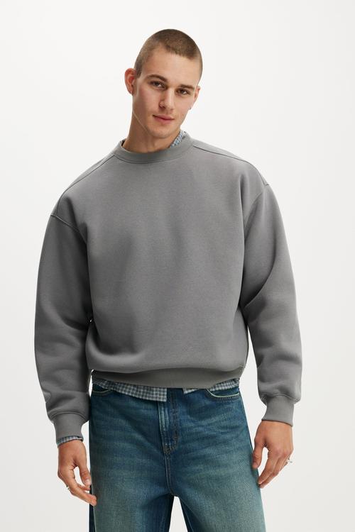 Box Fit Crew Sweater - Slate Stone