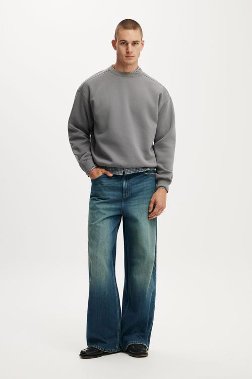Box Fit Crew Sweater - Slate Stone