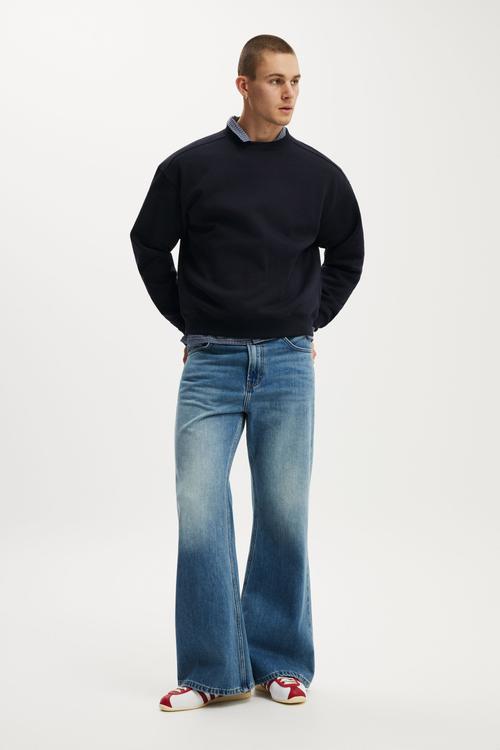 Box Fit Crew Sweater - Ink Navy