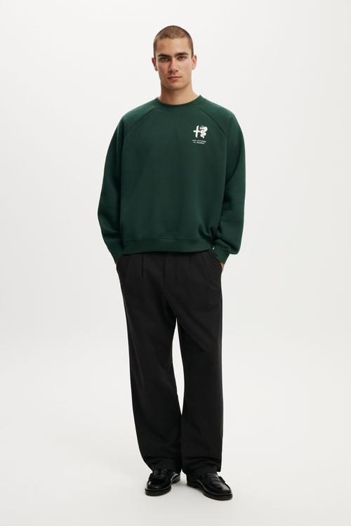 Cropped Fit Alfa Romeo Sweater - Lcn Alf Forest Green/Alfa Romeo-Logo