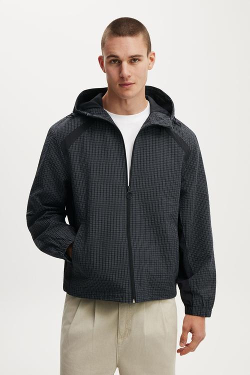 Hooded Spray Jacket - Slate Check