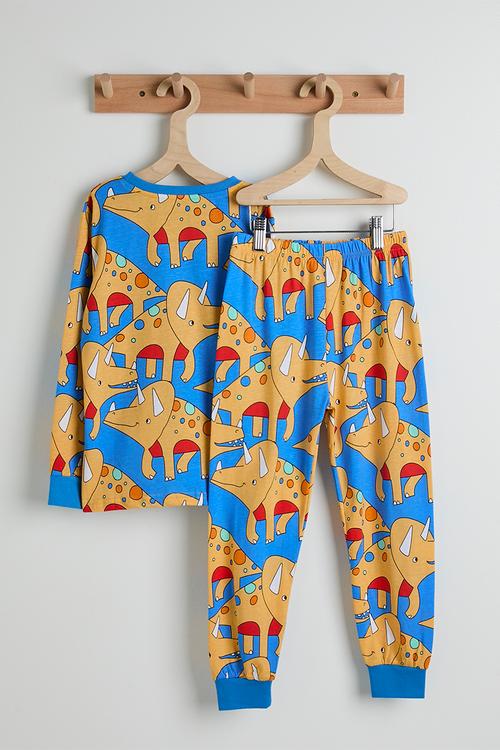 Triceratops aop pj set - neon blue