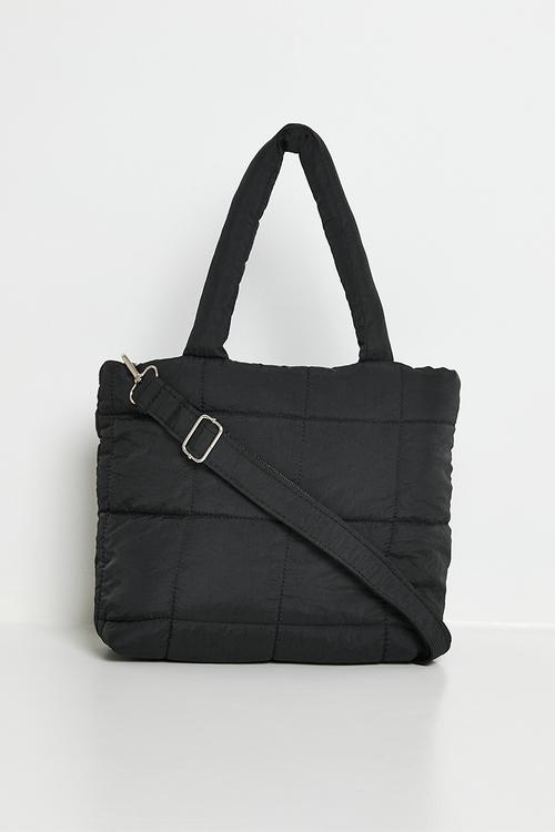 Quilted shopper bag - black