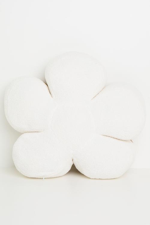 Super soft flower cushion - white/brown