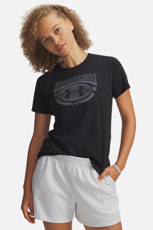 UA W VARSITY SS - Black/White