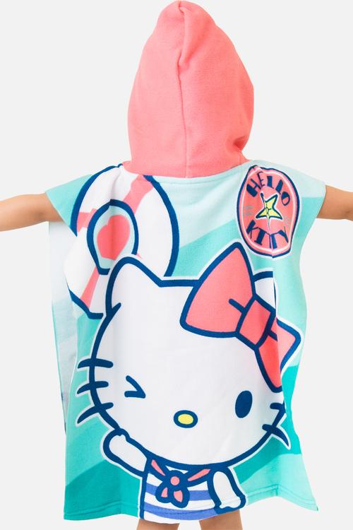 Hello Kitty  Hooded Towel -Turquoise And Pink
