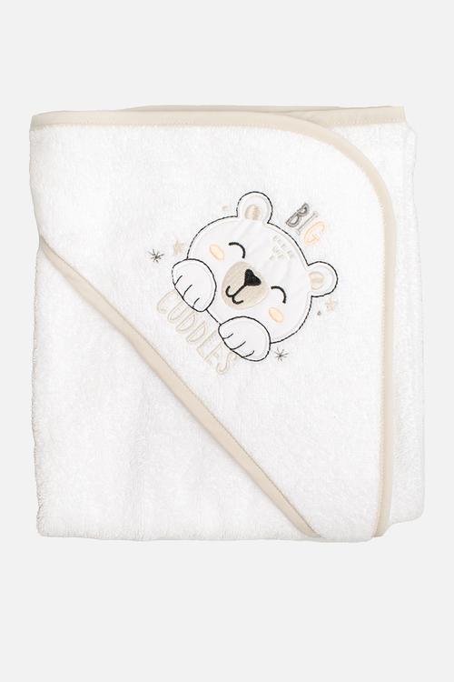 Bear Baby Hooded Towel - white